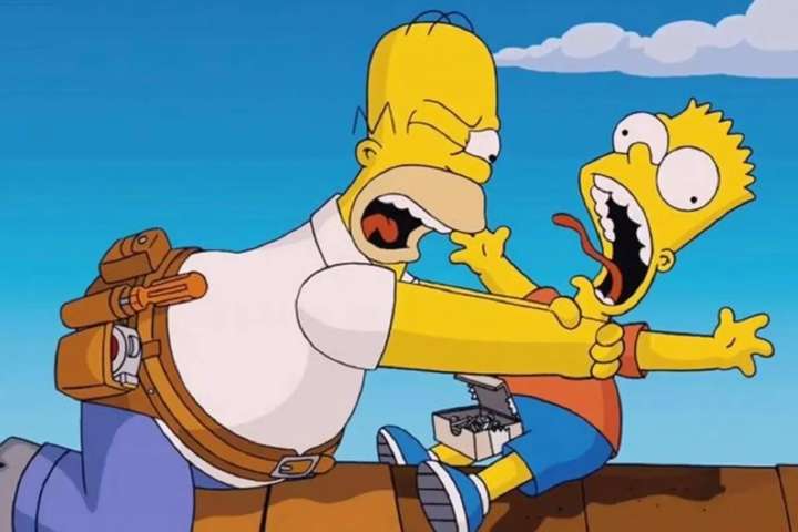 Homer hættur að kyrkja Bart