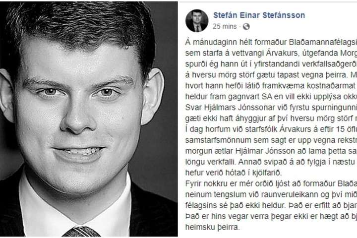 Sakar formann Blaðamannafélagsins og samninganefnd um heimsku