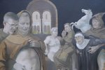 Klausturshópur á ögrandi olíumálverki