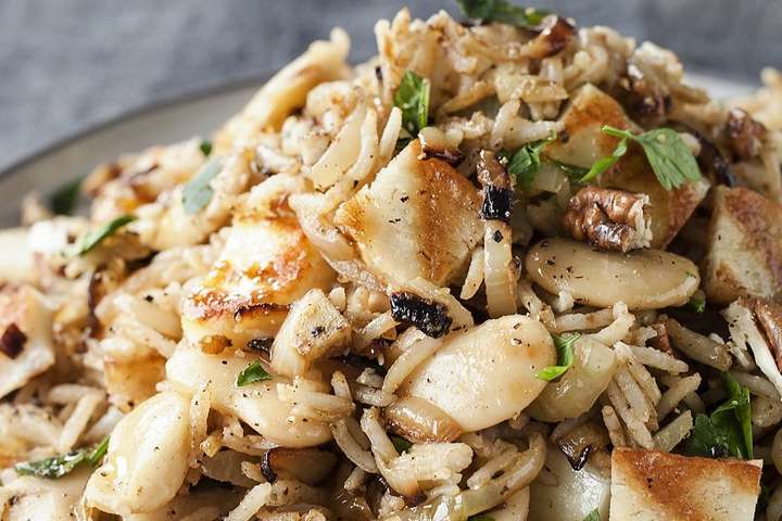 Halloumi og hrísgrjón