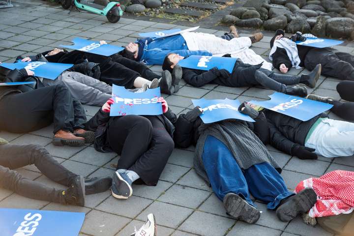 Mótmælt við Ríkisútvarpið: „Getur verið að Palestína sé tabú fjölmiðlasamfélagsins í dag?“