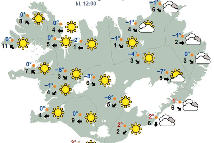 Veðrið verður nú mun þægilegra en undanfarið – Frost í innsveitum norðan- og austanlands