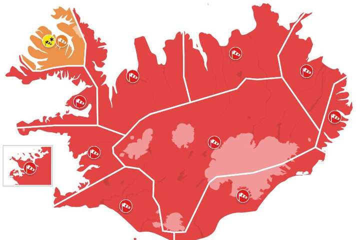 Almannavarnir lýsa yfir óvissustigi – Rauð viðvörun á nær öllu landinu