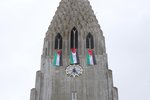 Hengdu fána Palestínu upp í gluggum Hallgrímskirkju: „Framferði íslenskra stjórnvalda ógeðfellt“