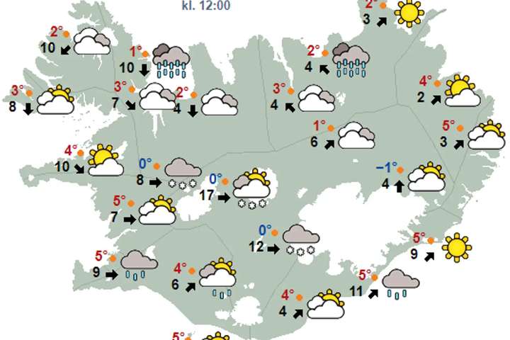 Seinnipartinn verður lægðin komin austur fyrir landið